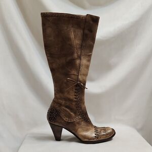Blay Leather Studded Heeled Boots (W Size 36)